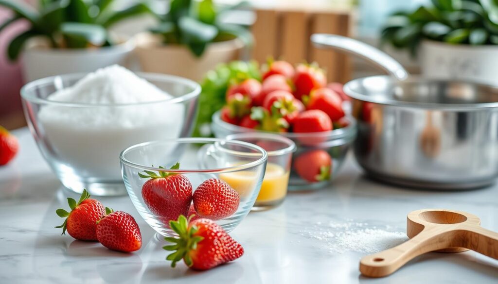 Strawberry Compote Ingredients and Tools