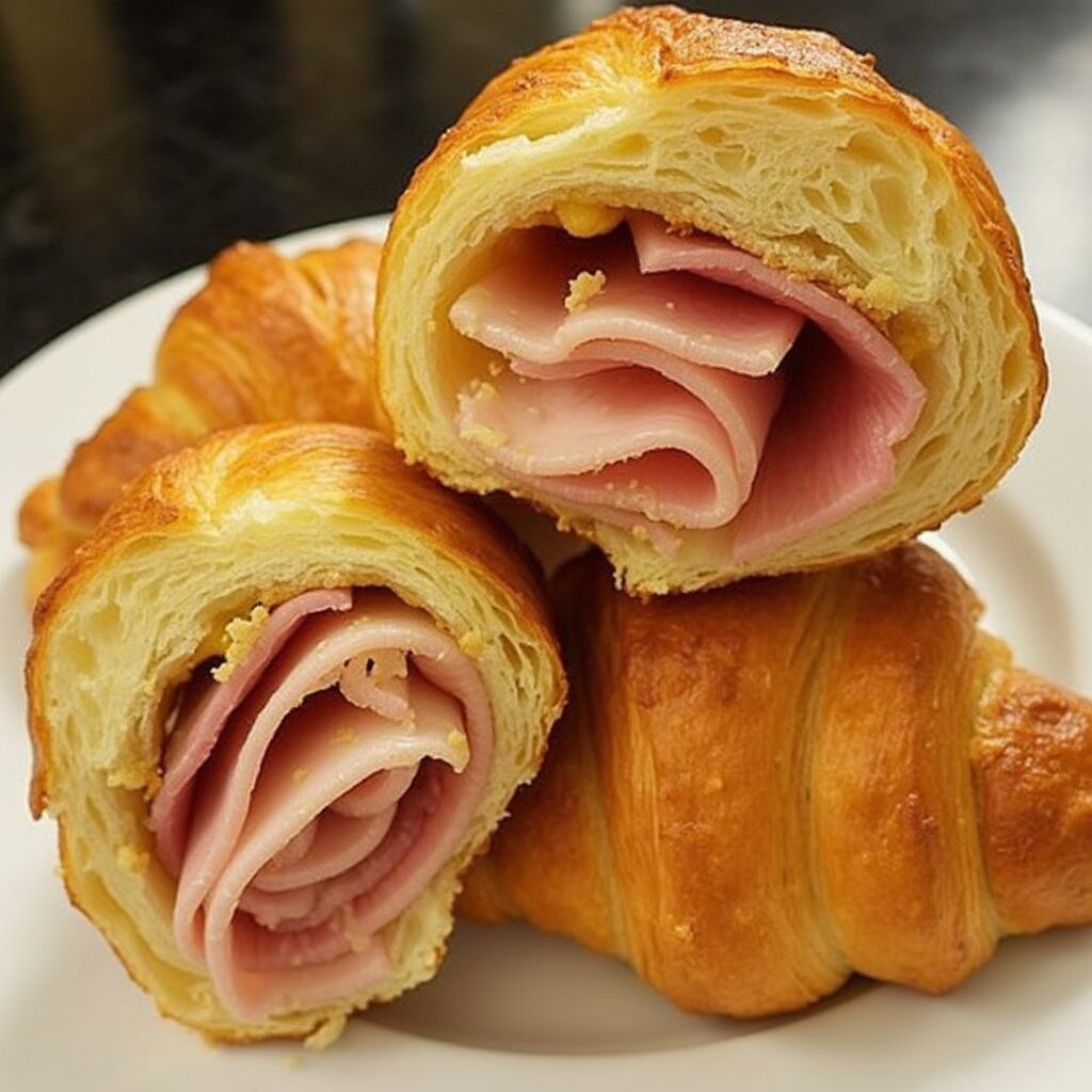 Baked Ham and Cheese Croissants